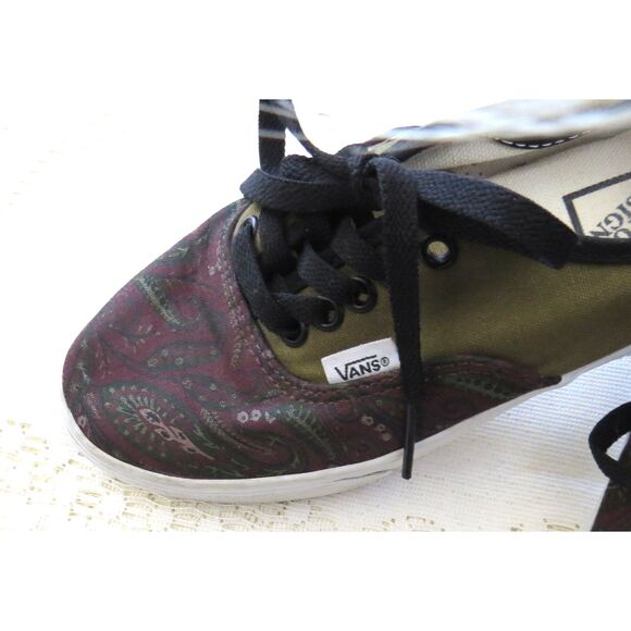 Vans Authentic Women's Custom Design Olive/Paisley  7.5 EUC - Picture 5 of 11